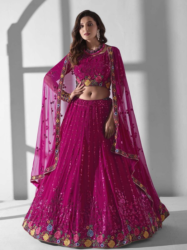 Rani Pink Premium Georgette Lehenga Choli